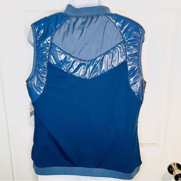 Bernardo Ecoplume Mixed Media Vest Jacket Blue M - Picture 6 of 11